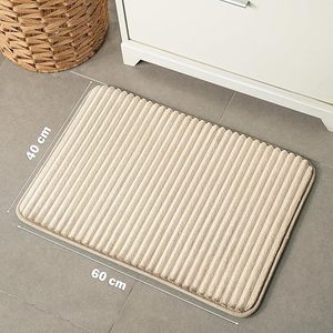 Tapis de sol personnalisé en velours côtelé rayé, super absorbant, antidérapant, en mousse à mémoire de forme, pour salle de bain et cuisine - Product Image 5