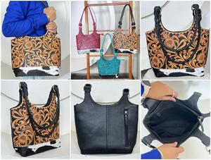 Sac à main pour femme en cuir véritable de vache véritable, de haute qualité, vintage, OEM, cuir travaillé, sac à main à bandoulière pour femme, vente en gros personnalisée - Product Image 3