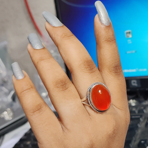 Carnelian Gemstone <b>Ring</b> for Girls Cute Orange Stone <b>Ring</b> Sterling Silver Jewelry <b>Dainty</b> Gift for Her - Product Image 3