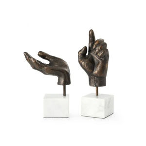 Decoración Rústica, Figuras Abstractas Hechas a Mano, Juego de Esculturas de Gestos de Manos, Estatua de Manos de Aluminio, Base de Mármol, Decoración Moderna para Mesa de Hogar - Product Image 1