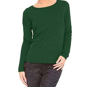 Camiseta Verde de Cuello Redondo y Corte Holgado para Mujer, Manga Larga - Product Image 1