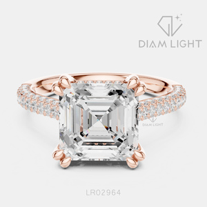 Bague de fiançailles en or blanc 14 carats avec diamant de laboratoire taille émeraude 3,83 carats, certifié IGI, couleur F+, clarté VS+, cadeau de promesse de mariage - Product Image 3