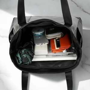 Sac fourre-tout décontracté minimaliste pour femme en cuir véritable, avec fermeture éclair, imperméable, grande capacité, sac à bandoulière quotidien, noir, marron - Product Image 4