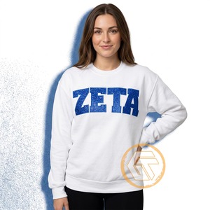 Sweat-shirt en molleton de coton brodé sur le devant pour femmes, motif Zeta Phi Beta, dernière collection, sur mesure, vente en gros - Product Image 4