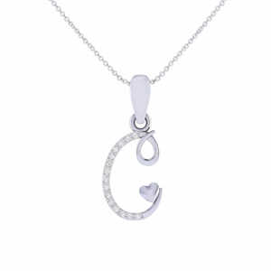 925 <b>Silver</b> Lab Grown Diamond Alphabet Pendant <b>Initial</b> G Heart Design <b>Necklace</b> Charm for Women Girls Birthday Anniversary Gift - Product Image 1