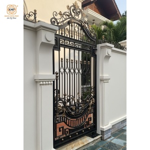 KHP Traditional Rustic Wrought Iron Exterior Entry Gate Anti-Theft Feature Manual <b>Swing</b> Style Finished Surface for Garden Use - Product Image 4