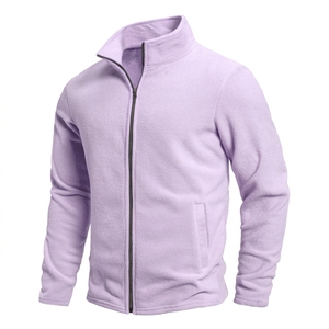 Polar Fleece Casual Winter <b>Jacket</b> Stand up Collar Washed Zipper Long Sleeved <b>Cardigan</b> <b>Men's</b> Standard Coat OEM - Product Image 3
