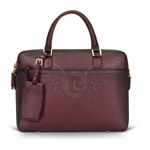 Sac pour ordinateur portable en cuir véritable, rouge foncé, sac à bandoulière professionnel, organisateur durable pour appareils et matériel de bureau - Product Image 1