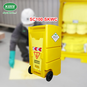 Kit de Respuesta a Derrames de Productos Químicos y Materiales Peligrosos de Alta Resistencia de 100L - Sistema Absorbente Completo en un Carro con Ruedas - Product Image 1