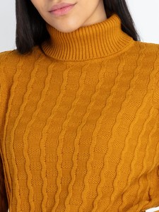 Women's Turtleneck <b>Pullover</b> <b>Sweater</b> Long Sleeve Solid Color Knitted Casual Autumn Wear 100% Acrylic Warm Top - Product Image 3