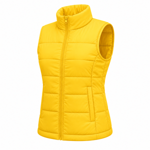 Chaleco Acolchado Térmico Transpirable para Mujer, Estilo Casual, Cuello Alto, Cierre de Cremallera, Sin Mangas, Color Sólido - Product Image 5