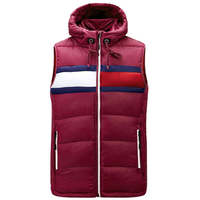 Gilet matelassé imperméable à capuche pour homme, style automne, color block, sans manches, grande taille, décontracté, avec poches zippées