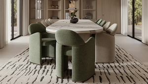 Juego de Comedor de Madera de Teca Sólida de Lujo, Mesa de Banquete Extralarga, 12 Sillas Talladas con Hojas de Oro, Muebles de Comedor Estilo Palacio - Product Image 3