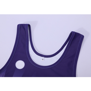 Combinaison de lutte violette pour homme, ajustée, une pièce, en spandex et polyester extensible, vêtements d'arts martiaux, taille adulte - Product Image 4