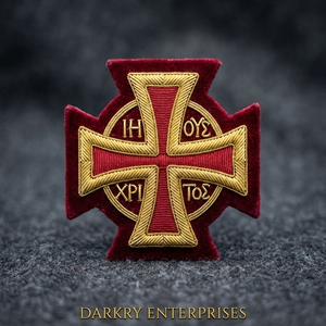 Parche Masónico de la Cruz de Constantino en Hilo Metálico Hecho a Mano, Insignia Bordada de Caballero Cristiano para Uniformes y Capas - Product Image 1