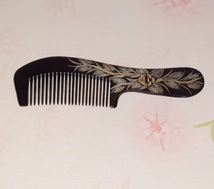 Handmade Buffalo Horn <b>Hair</b> <b>Comb</b> With Floral Carving Natural Craft Art Collectible Decorative Grooming Tool - Product Image 2