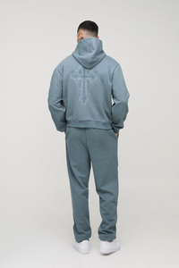 Survêtements pour hommes à marque privée : sweats à capuche entièrement zippés et pantalons de jogging en coton épais brodé, style streetwear, fabricant OEM - Product Image 2