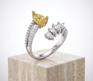 Luxury Pear Cut Yellow Lab Grown Diamond Open <b>Wrap</b> Ring in <b>White</b> Gold Ring for Women | Party, Wedding and Perfect for Gift - Product Image 3