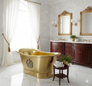 Bañera Ovalada Independiente de Latón de Lujo, Hecha a Mano, Estilo Elegante, Fabricante de Marca Privada, Proveedor, Accesorio Clásico para Baño - Product Image 2