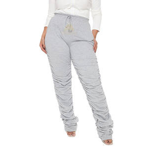 Pantalones de chándal de felpa francesa de algodón grueso, personalizados para mujer, con logo impreso en relieve, de fabricante. - Product Image 1