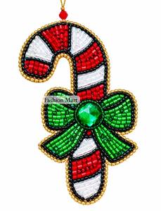 Décorations de Noël artisanales en perles : Bonhomme de neige, Bonbon de gingembre, Canne à sucre, Champignon, Robin - Product Image 5