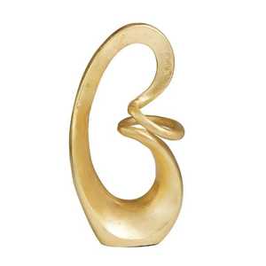 Sculpture moderne en anneaux métalliques dorés entrelacés, texture martelée, figurine géométrique minimaliste, centre de table - Product Image 3