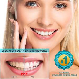 Kit d'hygiène dentaire manuel 6 pièces en acier inoxydable : grattoir, cure-dents, miroir, pince à épiler – Autoclavable et très résistant - Product Image 2