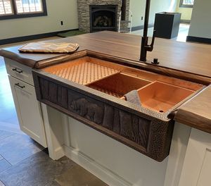 Évier de cuisine en cuivre rustique et moderne, finition premium, s'intègre parfaitement aux décors contemporains et de style campagnard. - Product Image 5