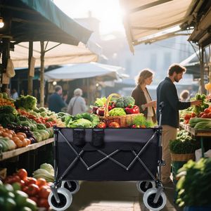 Chariot pliable robuste XL 300L avec roues tout-terrain de 9 po x 4 po, capacité de 480 lb pour le sable, les terrains accidentés et le camping - Product Image 5