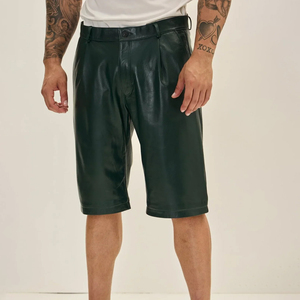 Men's <b>PU</b> Leather Cargo <b>Shorts</b> Button Fly Mid Waist Waterproof Quick Dry Breathable Colored High Street Style for Daily Wear - Product Image 1