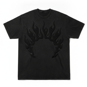 T-shirt vintage délavé à imprimé en relief, motif graphique personnalisé, pour homme, coupe oversize, en coton épais, délavé à l'acide, imprimé 3D, style streetwear - Product Image 1