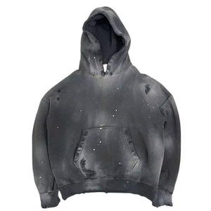 Sudadera con Capucha Estilo Acid Wash para Hombre, Sudaderas con Diseño Personalizado Desgastado, Bordado Vintage, Sudaderas Básicas para Hombre - Product Image 6