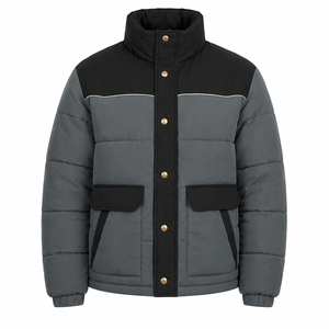 Chaqueta Acolchada Unisex de Invierno al por Mayor, Estilo Urbano, con Bloques de Color, Franja Reflectante, Color Personalizado, Marca Privada - Product Image 1