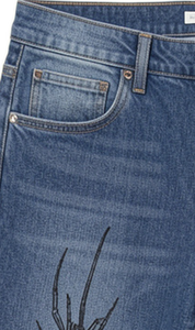 Pantalones Vaqueros de Mezclilla para Hombre, Estilo Vintage, con Estampado Gráfico de Araña, Corte Regular, Estilo Urbano, Lavado Azul, Pantalones de Moda - Product Image 2