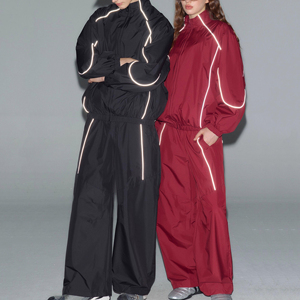 Ensemble de survêtement unisexe grande taille réfléchissant à capuche, fermeture éclair intégrale, sportif, léger en polyester/coton, pour l'hiver et les loisirs - Product Image 6
