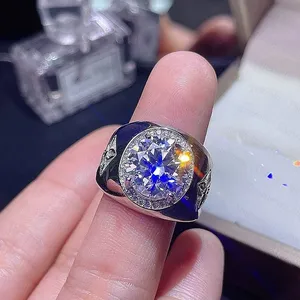 Mens Moissanite <b>Ring</b> 925 Sterling <b>Silver</b> Large Round Cut Hip Hop <b>Ring</b> Luxury <b>Statement</b> Jewelry - Product Image 2