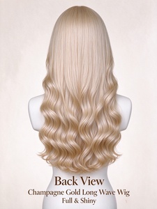 Champagne Gold Long Wave Synthetic Fiber <b>Wig</b> Soft Shiny Voluminous Piece for Daily Wear - Product Image 5