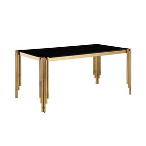 65 \ "tavolo da pranzo in vetro rettangolare in stile moderno con piano in vetro temperato e gambe in oro lucido per cucina di casa e sala da pranzo - Product Image 4