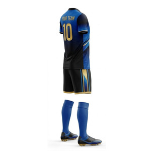 Your Team Soccer Jersey Set Men's Short Sleeve Blue Black Gradient Sublimated Moisture Wicking <b>Athletic</b> Uniform Football kit - Product Image 6
