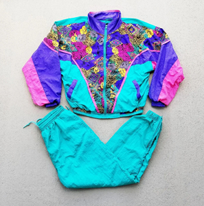 Men Animal Print Color Blocking <b>Waterproof</b> Reversible <b>Tracksuit</b> Full Length Zipper Fly Crew Neck Vintage Style 100% Nylon - Product Image 1