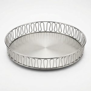 Plateau de service artisanal en forme de feuille en acier inoxydable SS304 de 32 cm, finition satinée, pour décoration intérieure, modèle H Chakori Wire Gallery Platter Ins - Product Image 1