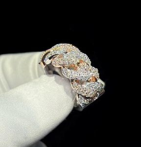 Geometric Chain Link Diamond <b>Ring</b> <b>Adjustable</b> Brass Zircon Claw Set Wedding Party Jewelry for Women - Product Image 2