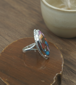 Natural Pink Dahlia Oyster Copper Turquoise Gemstone <b>925</b> <b>Silver</b> <b>Ring</b> Handmade Statement Jewelry Rose Gold Yellow Gold Plated Her - Product Image 5