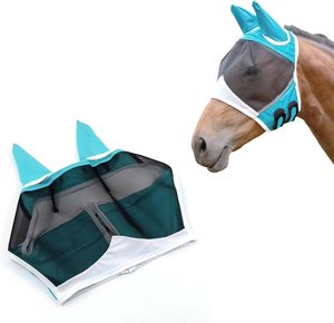 Custom Elastic Breathable High Quality Comfortable Fly Mask with Ears for Horse Face Protection <b>Equestrian</b> Use with OEM ODM - Product Image 2