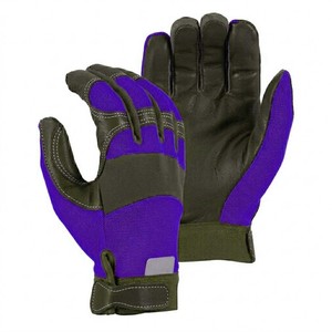 Gants de travail de sécurité Premium pour mécaniciens, jaune haute visibilité, paume en cuir synthétique, dos flexible en Spandex, Europe 2026 - Product Image 2