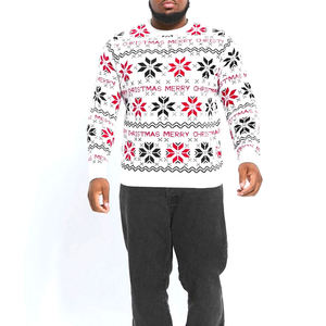Suéter Navideño de Punto para Hombre, Rojo y Negro, Estilo Pullover, Manga Larga, Material Acrílico, con Agujeros - Product Image 1