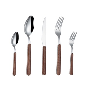 Matte <b>Gold</b> Flatware Set 4 Piece Modern <b>Cutlery</b> with Navy Blue Handles Teaspoon Used Primarily For Stirring Sugar Milk - Product Image 3