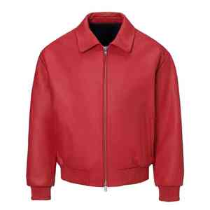 Chaqueta de Cuero Roja de Diseño Personalizado de Primera Calidad, Último Modelo en Venta, Chaqueta de Cuero para Hombre con Cuello Cuadrado para Exteriores - Product Image 1