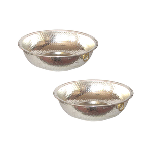 Premium Quality 3 Pcs Silver Hammered <b>Metal</b> <b>Buckets</b> With Gold Ring Handles At Competitive Price - Product Image 3
