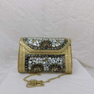 Luxury <b>Women</b> Brass <b>Handbags</b> & Fashion & Golden Designer Clutch with Antique Metal Design Purse Party Clutch for <b>Women</b> By FWE - Product Image 1